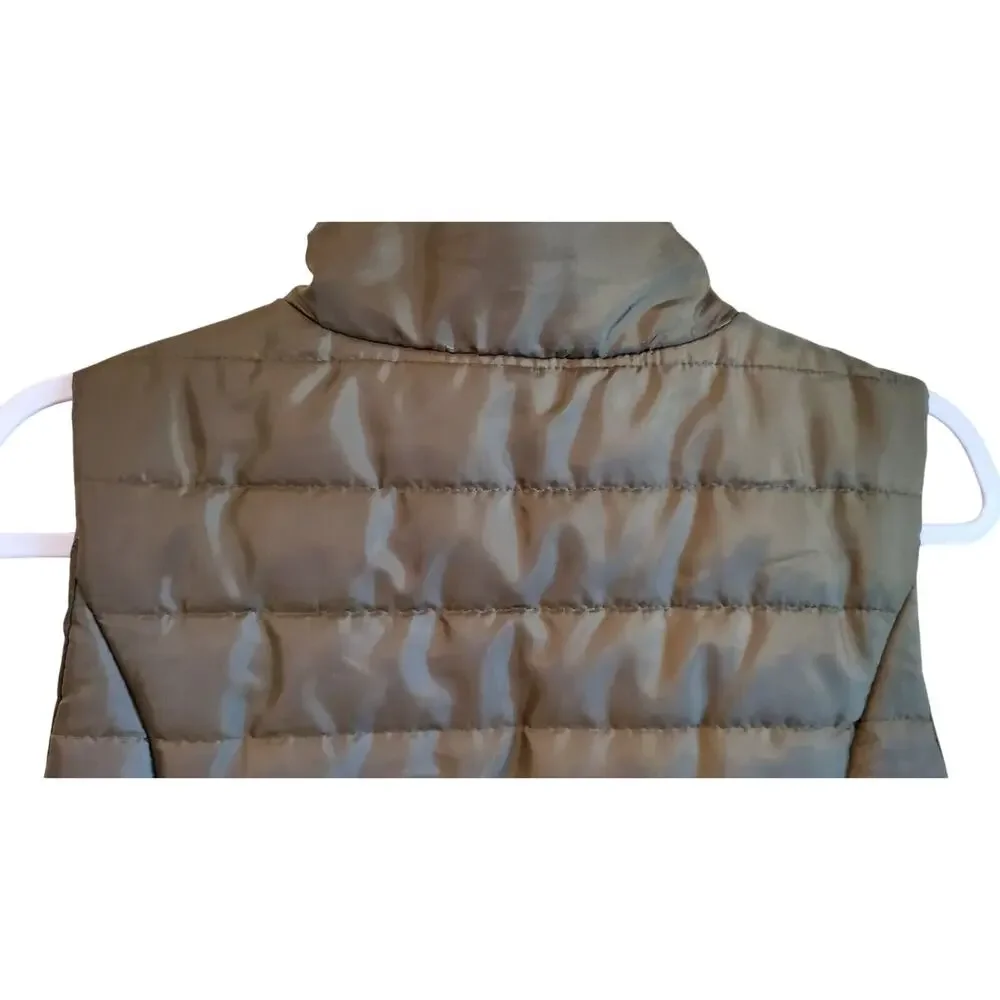 Say What ? Women's Size S / M Quilted Vest Olive Green Full Zip Pockets Bust 34